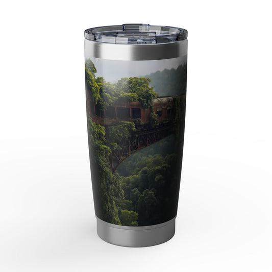 Abandoned Train Through Canopy Vagabond 20oz Tumbler – Where Rust Meets Rooted Reverie