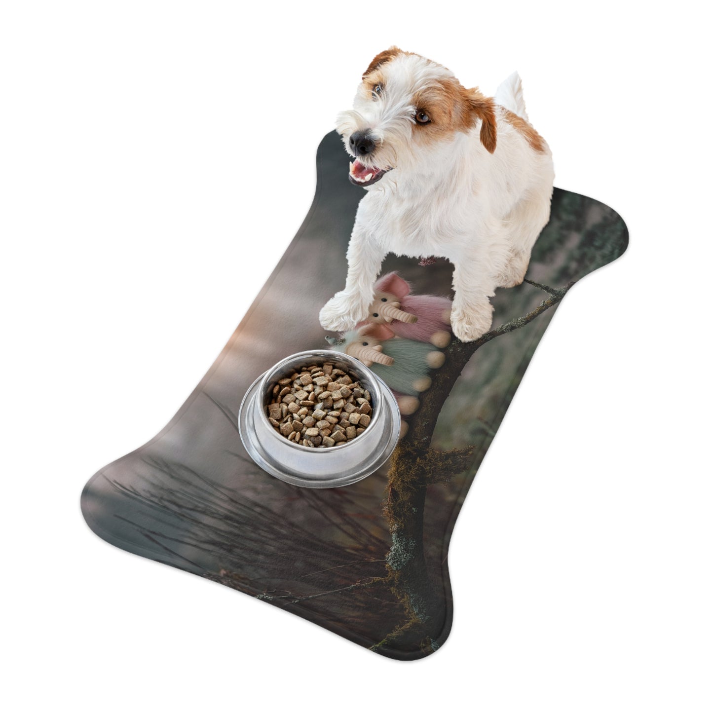 Mossy Branch Elephant Trio – Gentle Forest Guardians Pet Feeding Mats