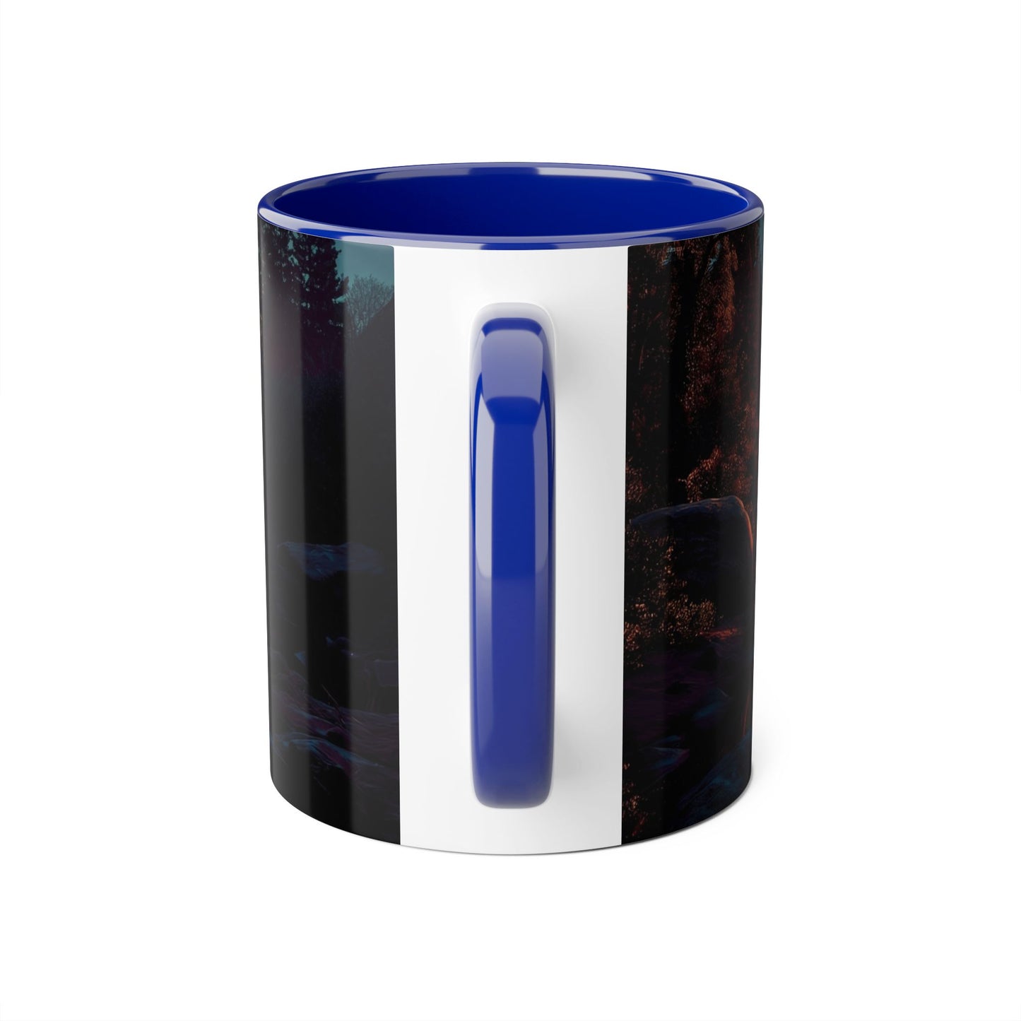 Twilight Mountain Reflection Accent Mugs, 11oz – Obsidian River Dreamscape