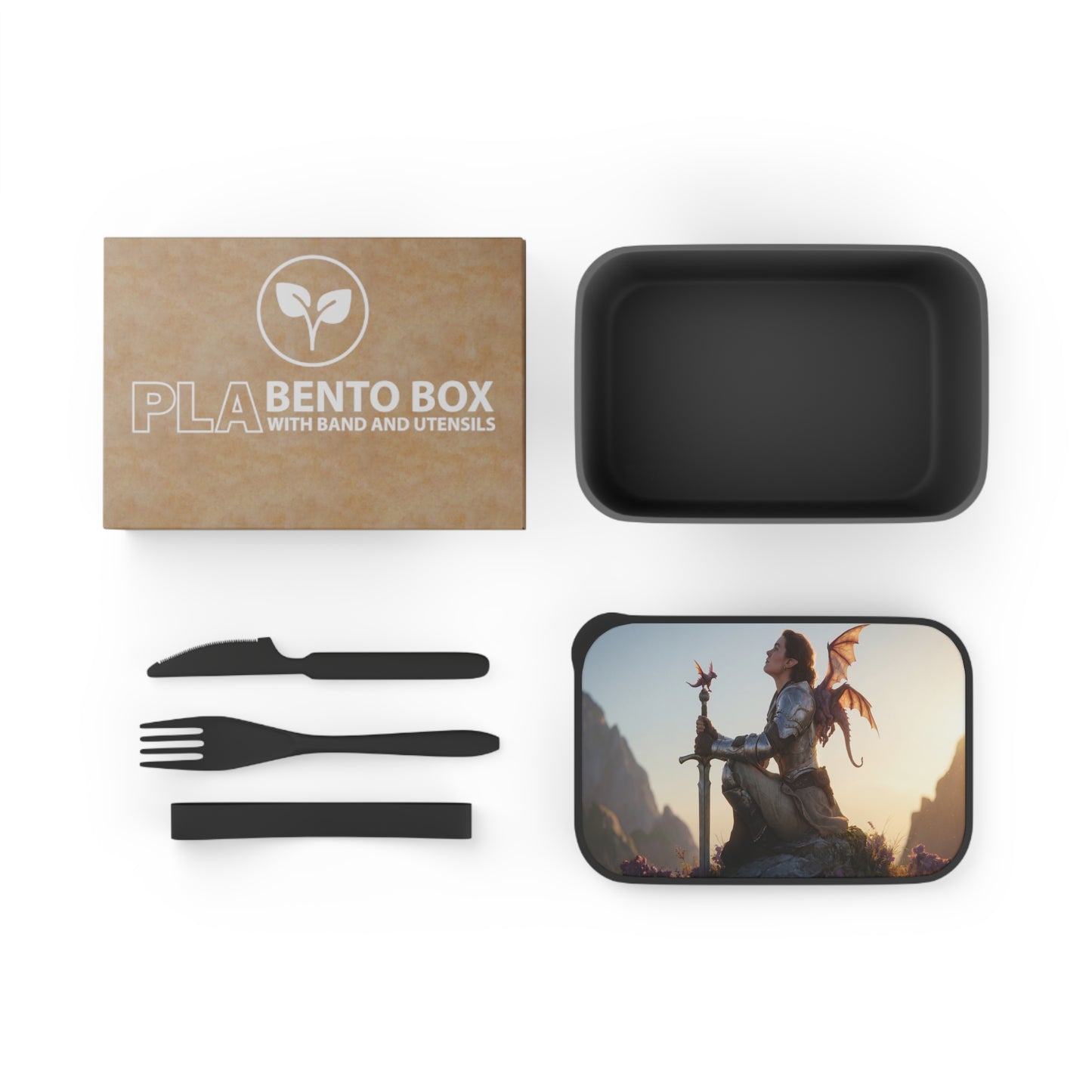 Dragon-Scale Warrior PLA Bento Box with Band and Utensils – Sunset Peak Sanctuary