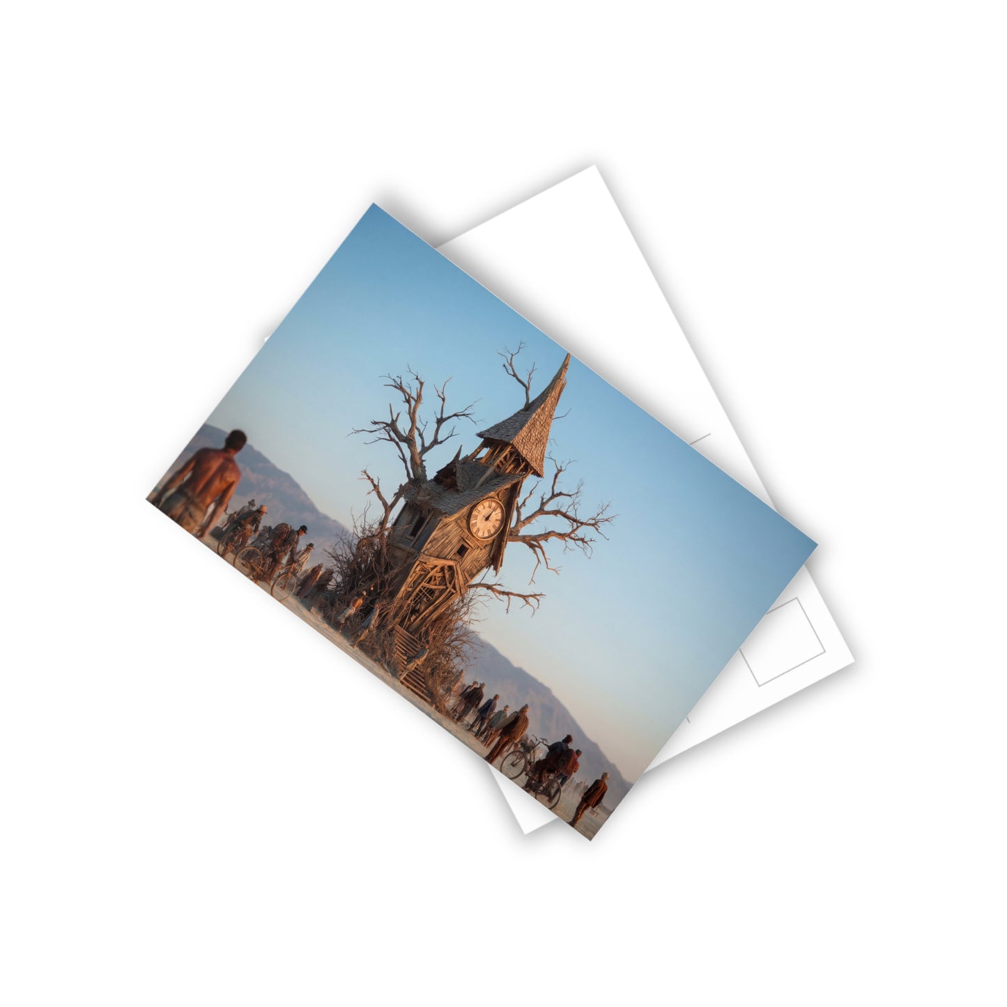 Wooden Clock Tree Postcards (10pcs) – Desert Guardianship Scene
