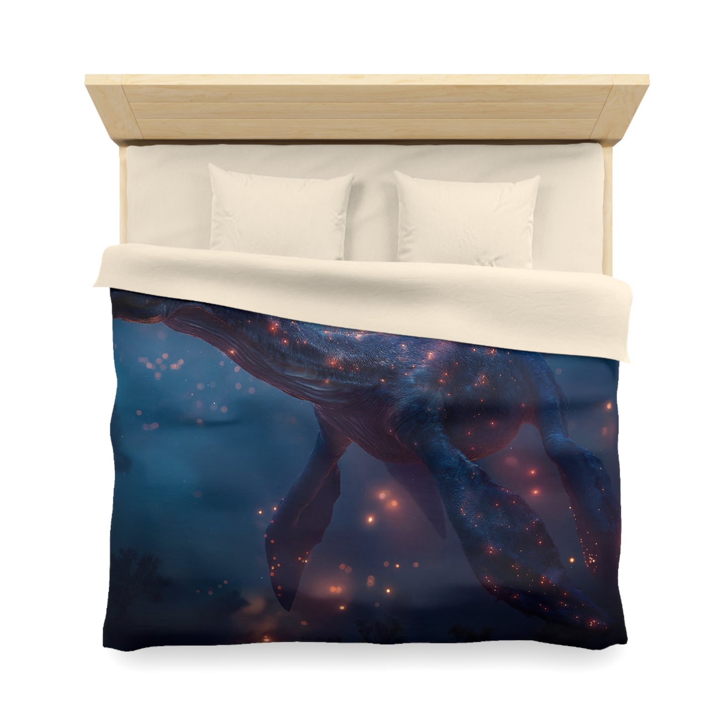 Celestial Plesiosaur Microfiber Duvet Cover – Twilight Guardian of the Deep