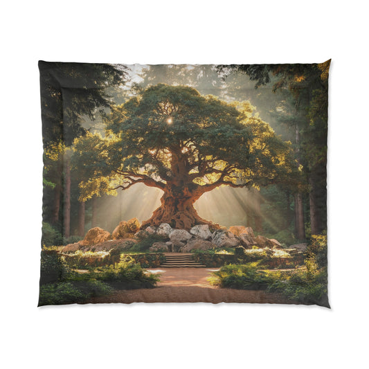 Ancient Wisdom Tree Comforter – Golden Rayed Sanctuary