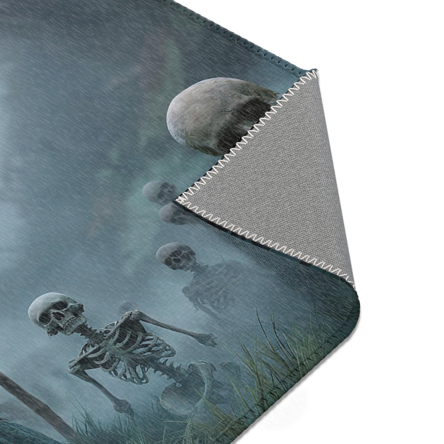 Bonekeeper’s Whisper Area Rug – Misty Graveyard Sentinel