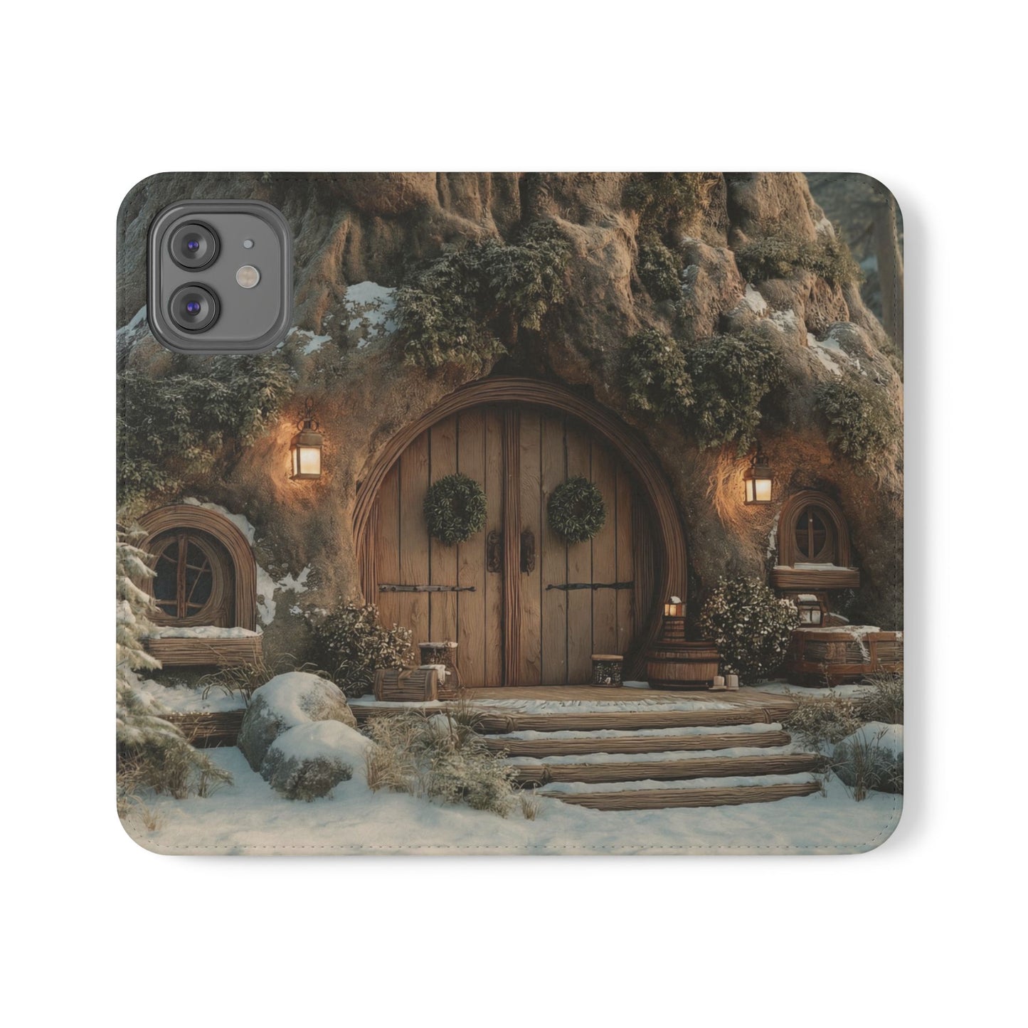 Hobbit Hole Flip Cases – Cozy Winter Doorway Scene