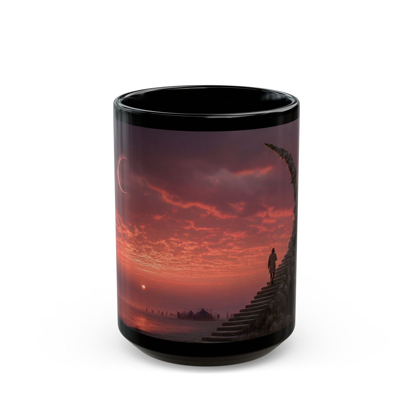 Lone Traveler Stairway Mug – Crimson Twilight Ascension