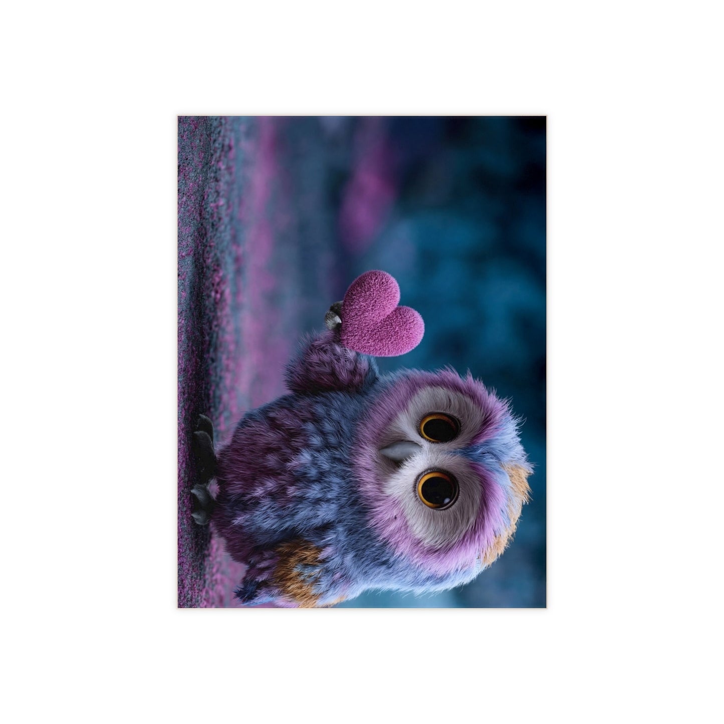Rainbow Owl Ceramic Photo Tile – Tiny Guardian with a Velvet Heart