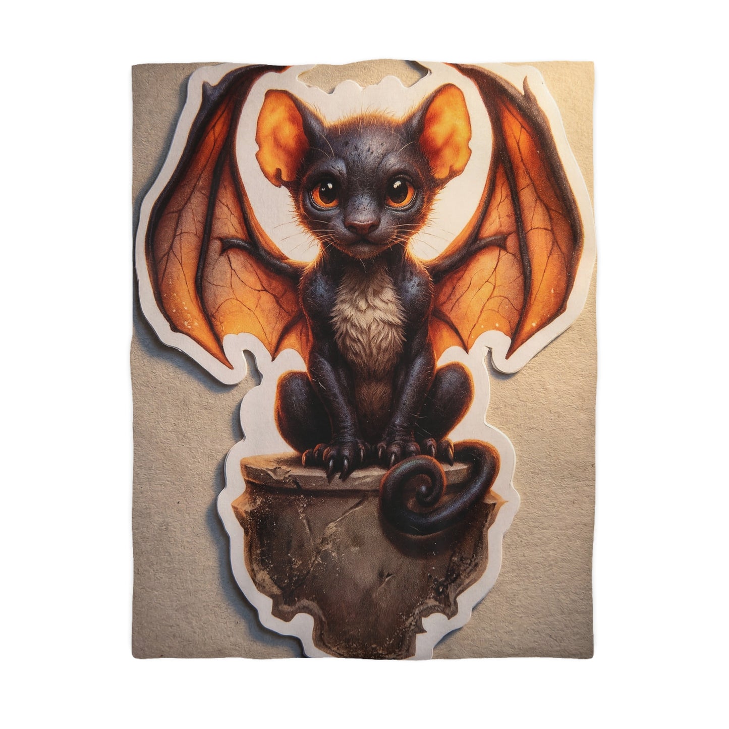 Winged Feline Sentinel Microfiber Duvet Cover – Amber Glow in Shadowed Gaze