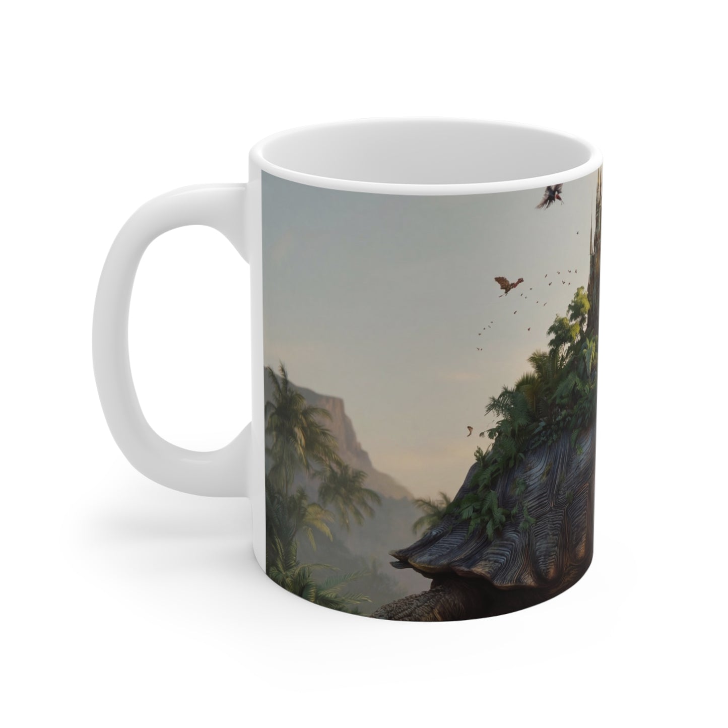 Turtle-Carried Castle Ceramic Mugs (11oz\15oz\20oz) – Verdant Sanctuary on Ancient Shell