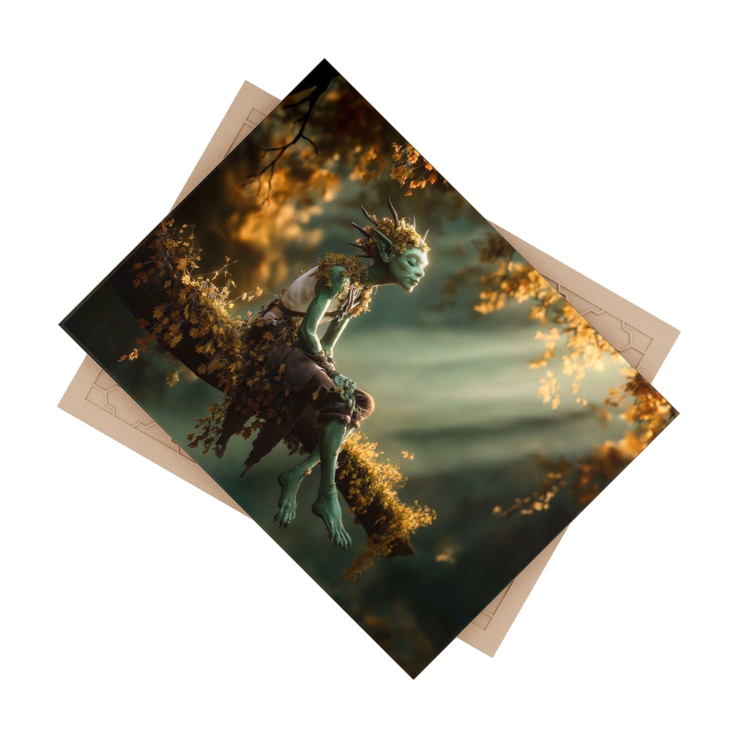 Autumn Sprite Ceramic Photo Tile – Golden Leaf Reverie