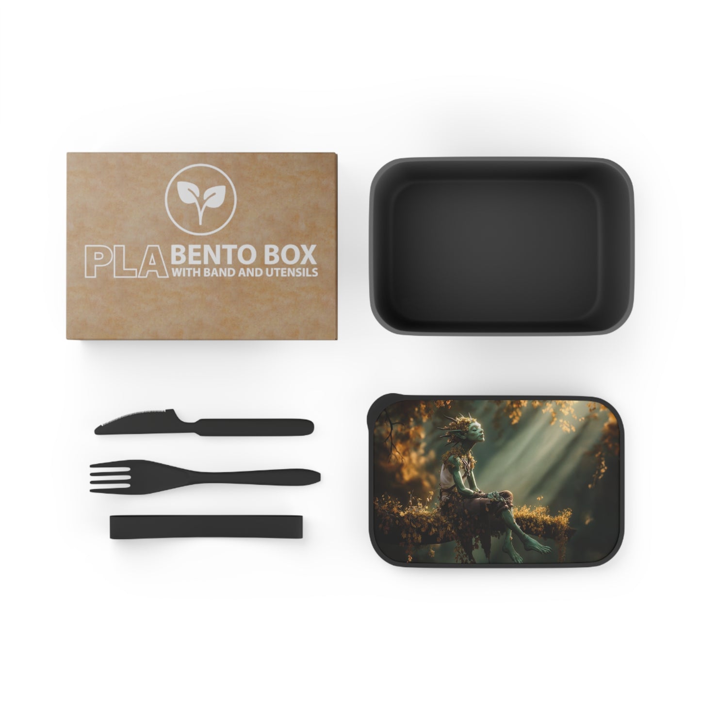 Autumn Grove Faerie PLA Bento Box with Band and Utensils – Golden Light Reverie