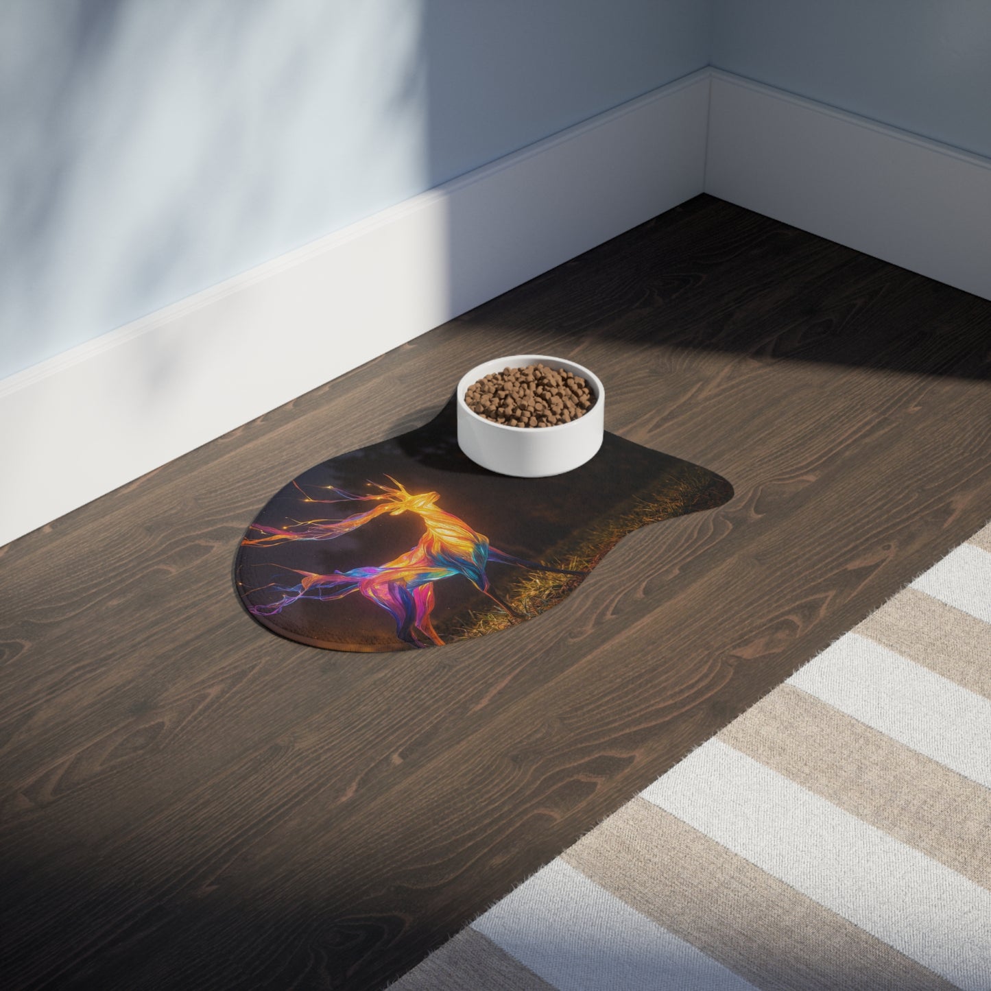 Chromatic Stag Pet Feeding Mats – Electric Forest Glow