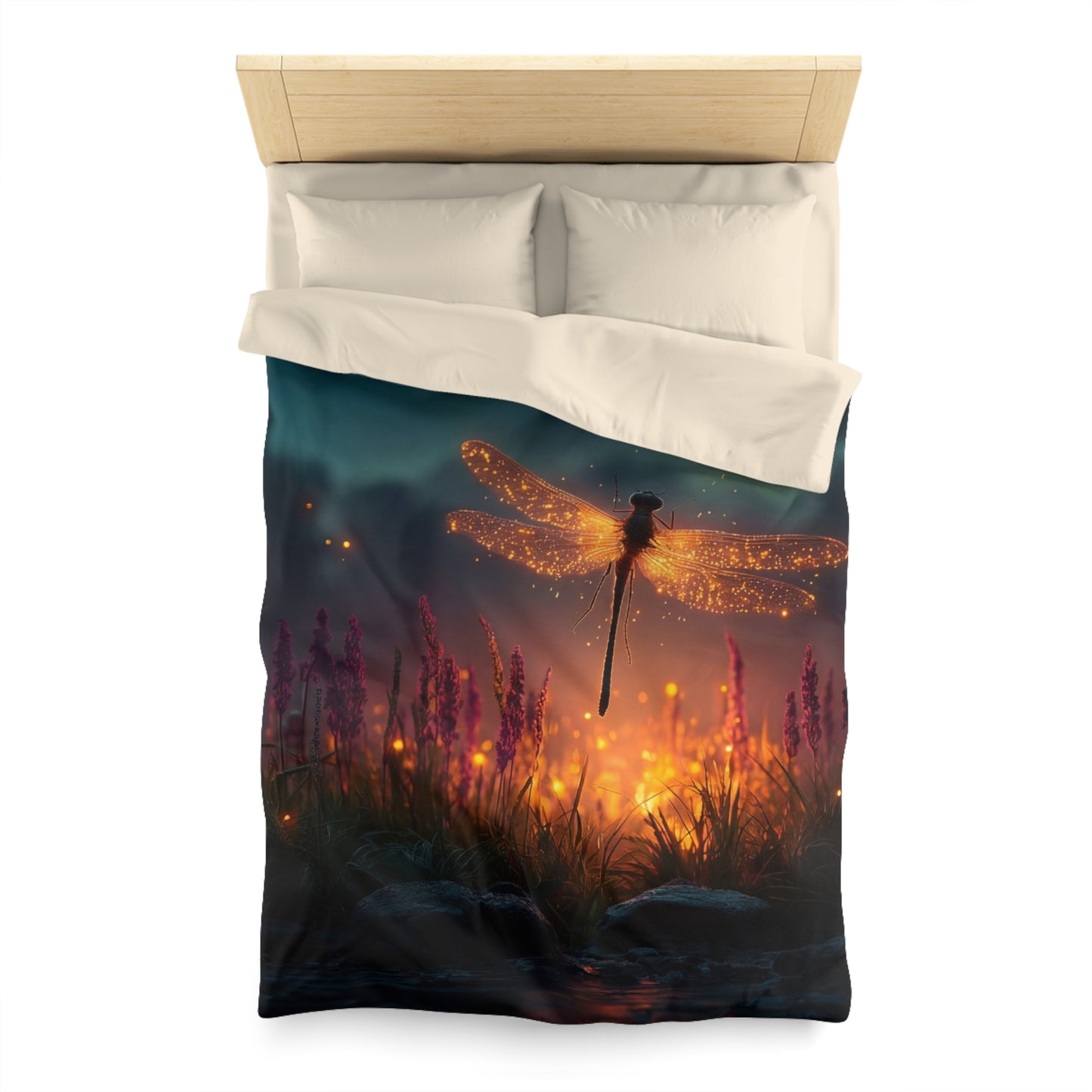 Firefly Dragonfly Microfiber Duvet Cover – Twilight Meadow Dreamscape