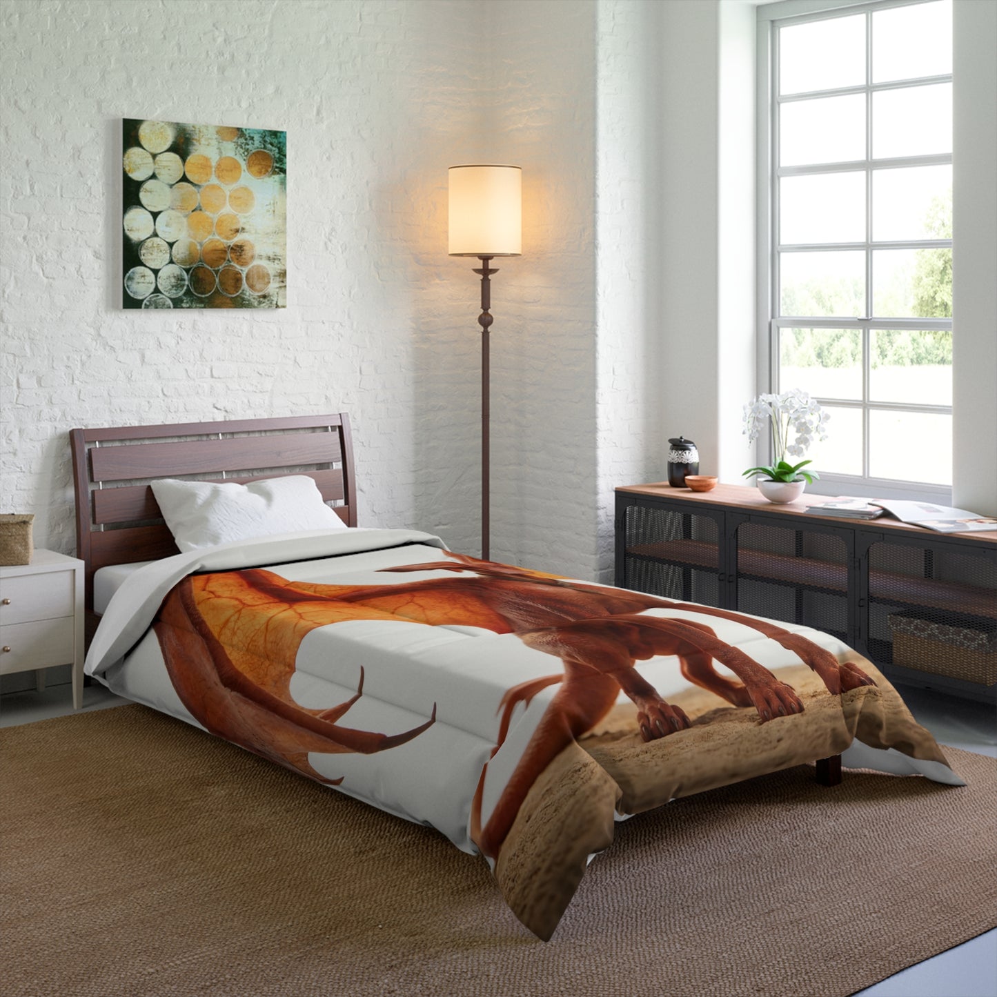 Winged Hound Comforter – Sunset Ember Guardian