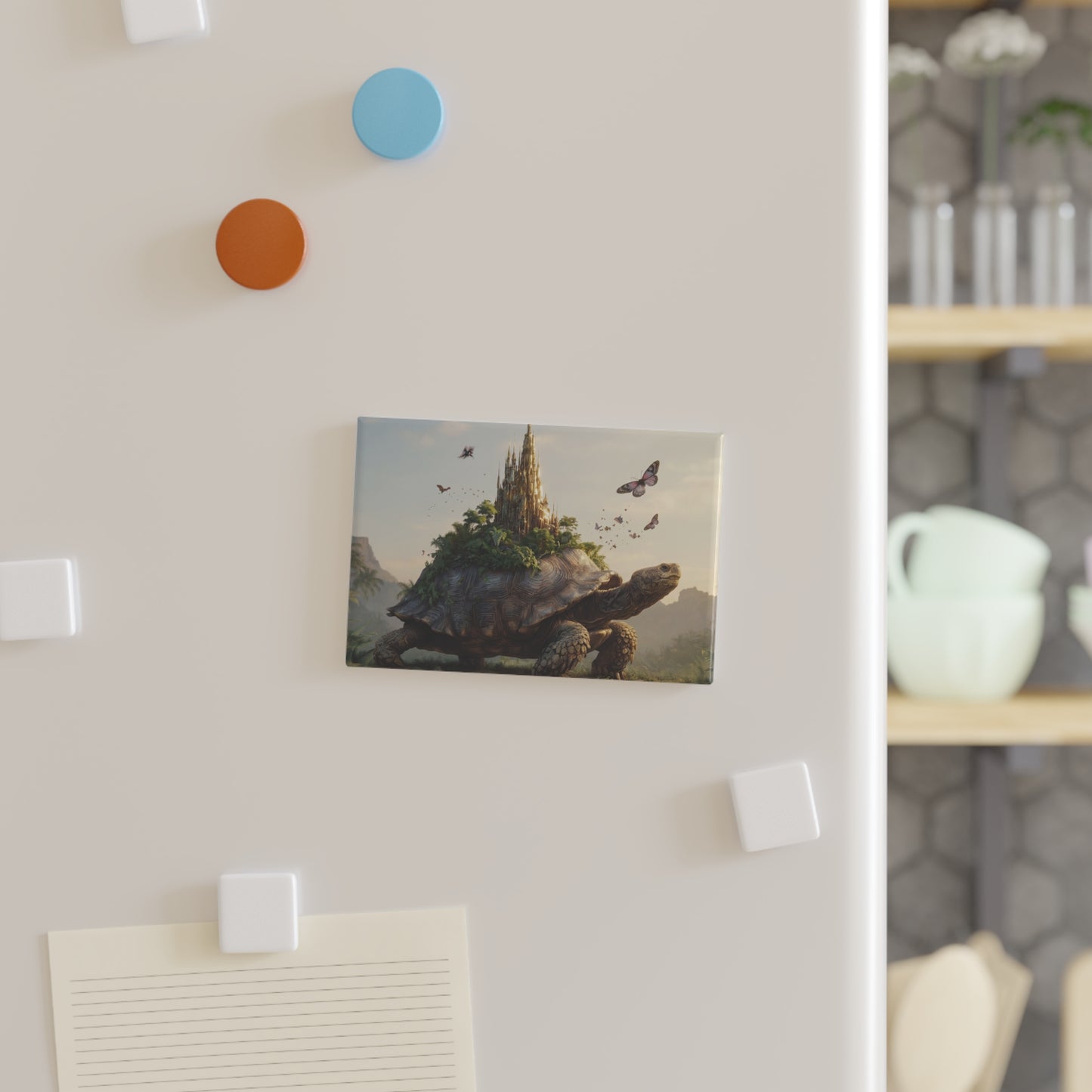 Castle Turtle Button Magnet, Rectangle (1 & 10 pcs) – Guardian of the Verdant Spire