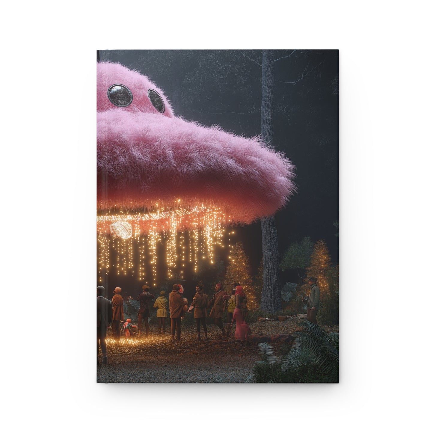 Pink Fur UFO Journal Matte – Whimsical Forest Encounter
