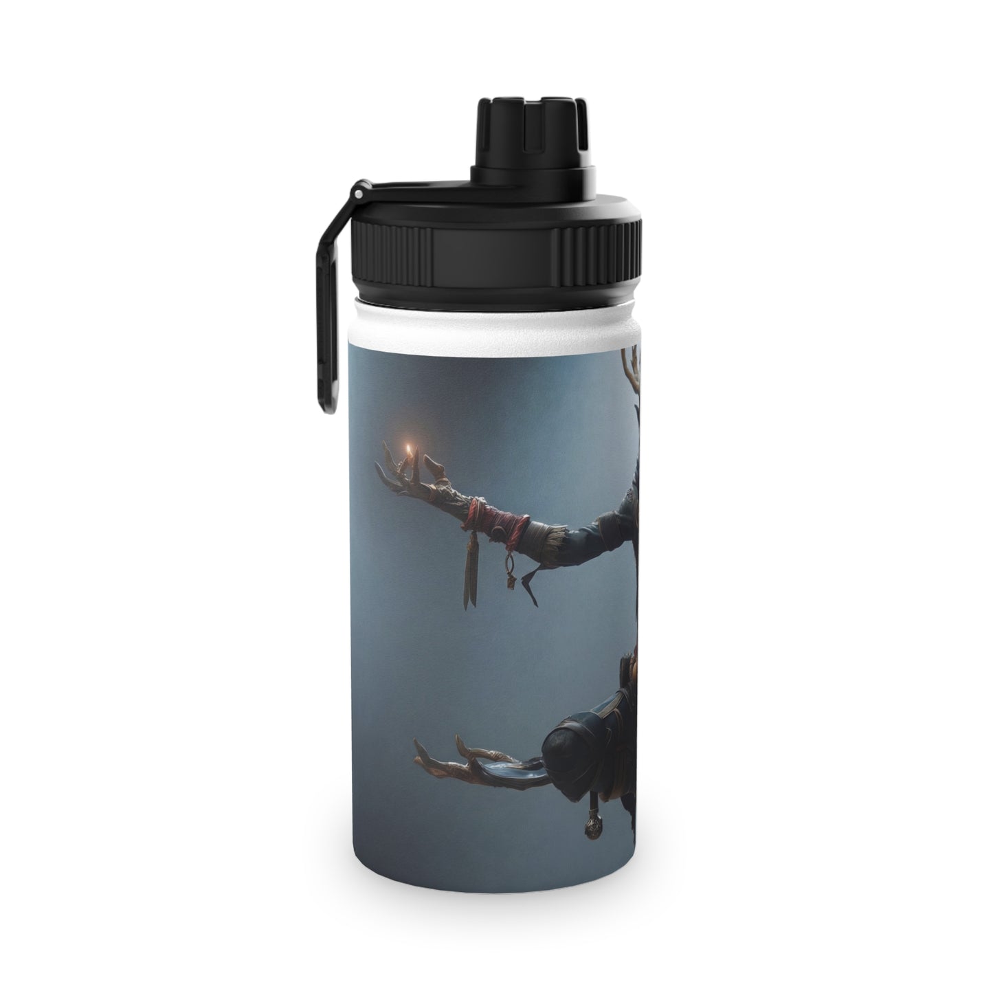 Antlered Sovereign Stainless Steel Water Bottle, Sports Lid – Throne of Whispering Light