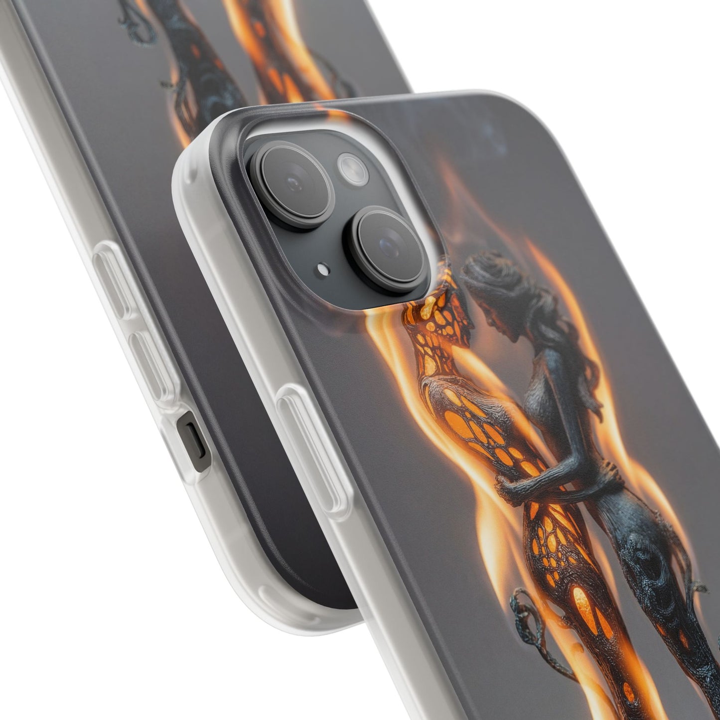 Flame-Embraced Lovers Flexi Cases – Intimate Glow Within the Fire