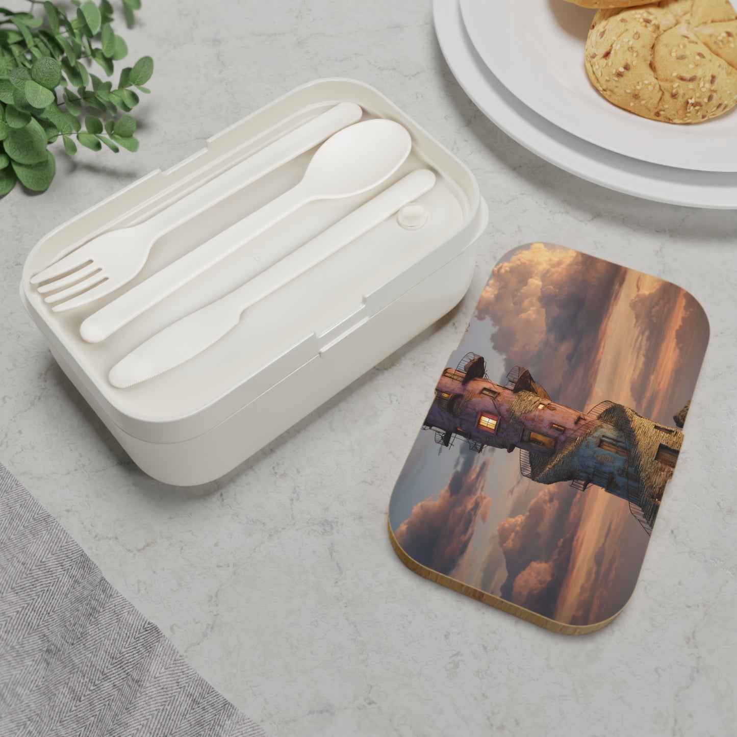 Abandoned Lighthouse Bento Lunch Box – Sunset Sentinel on the Shore