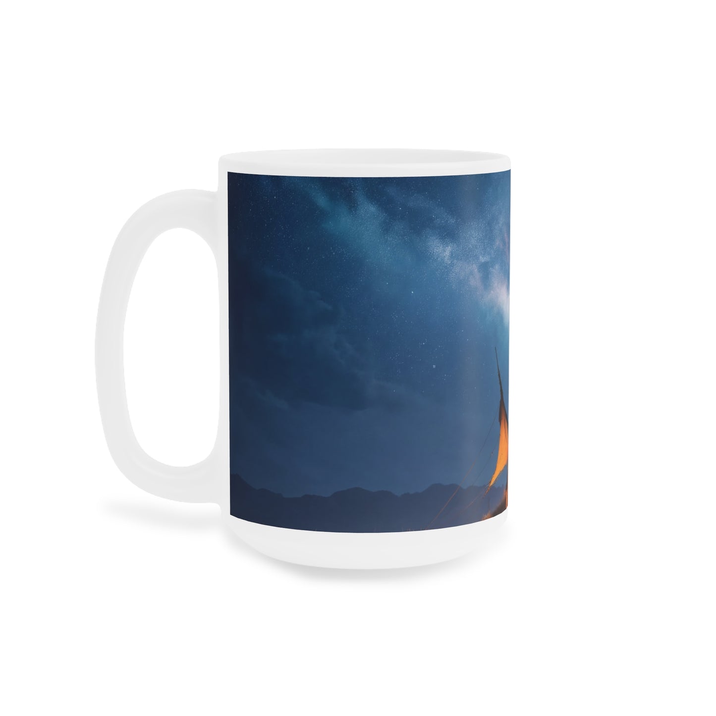 Starlit Nomad Tent Ceramic Mugs (11oz\15oz\20oz) – Milky Way Over Desert Hearth