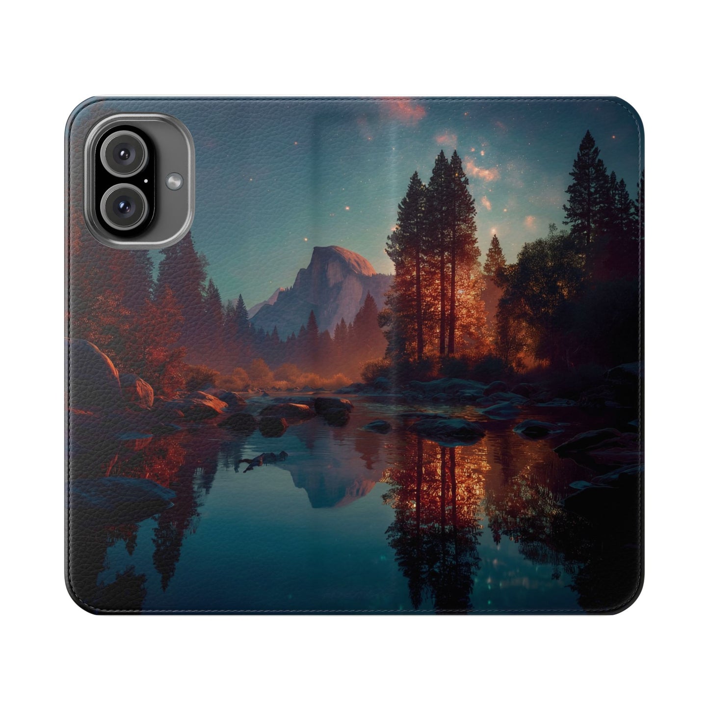 Starlit Valley Flip Cases – Twilight River and Half Dome Reflections