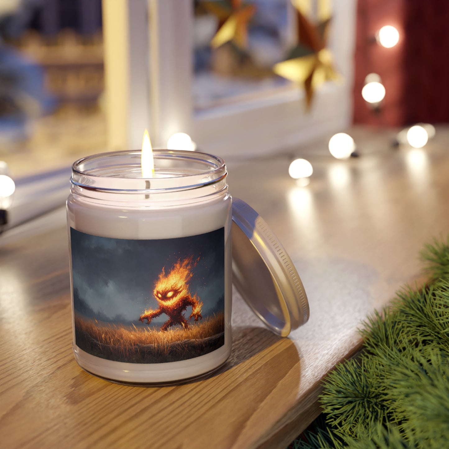 Fiery Guardian Scented Soy Candles with White Lid, 9oz – Embers of the Twilight Field
