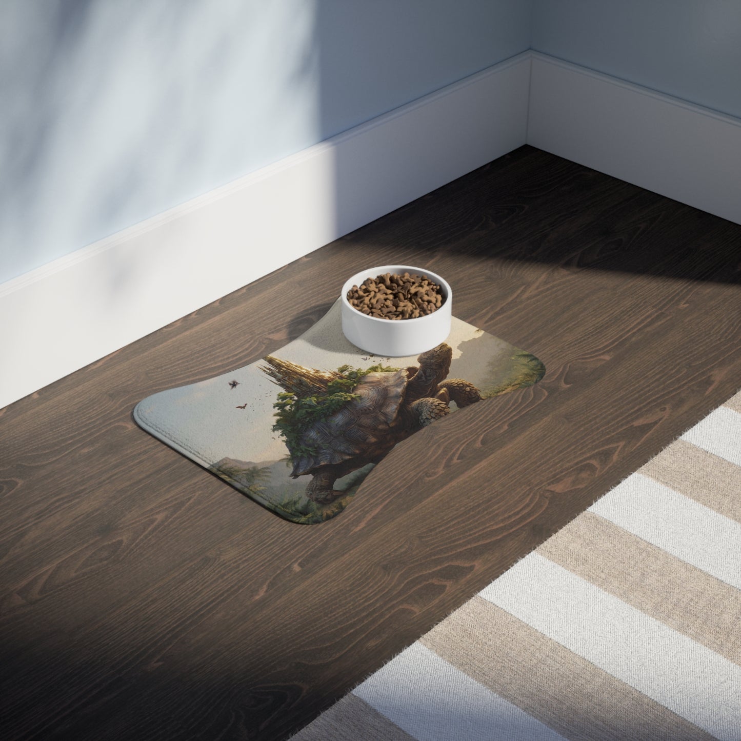 Celestial Tortoise Castle Pet Feeding Mats – Sunlit Sanctuary for Your Furry Companions