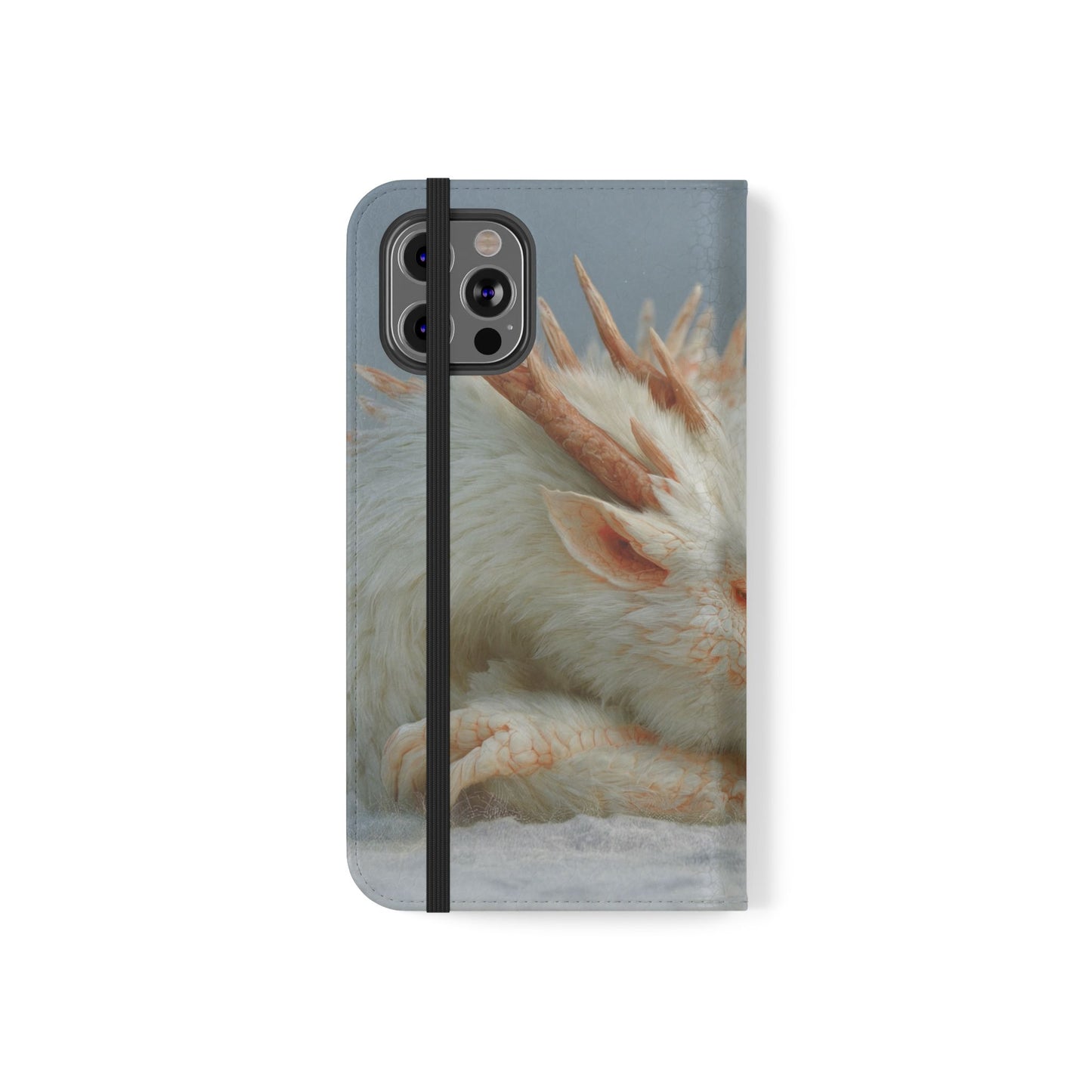 Sleeping Child and Dragon Flip Cases – Snowy Guardian Embrace