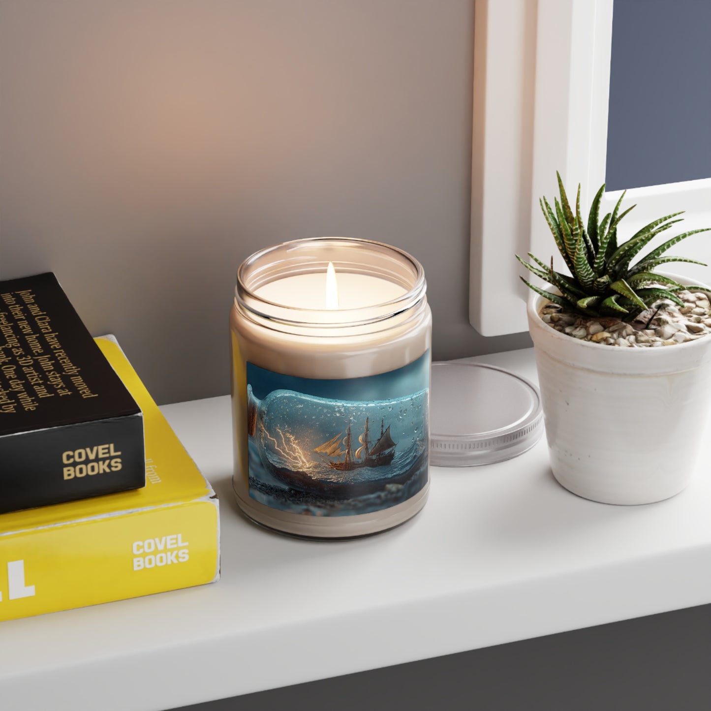 Storm-Sailed Ship in Bottle Scented Soy Candles with White Lid, 9oz – Captured Midnight Voyage