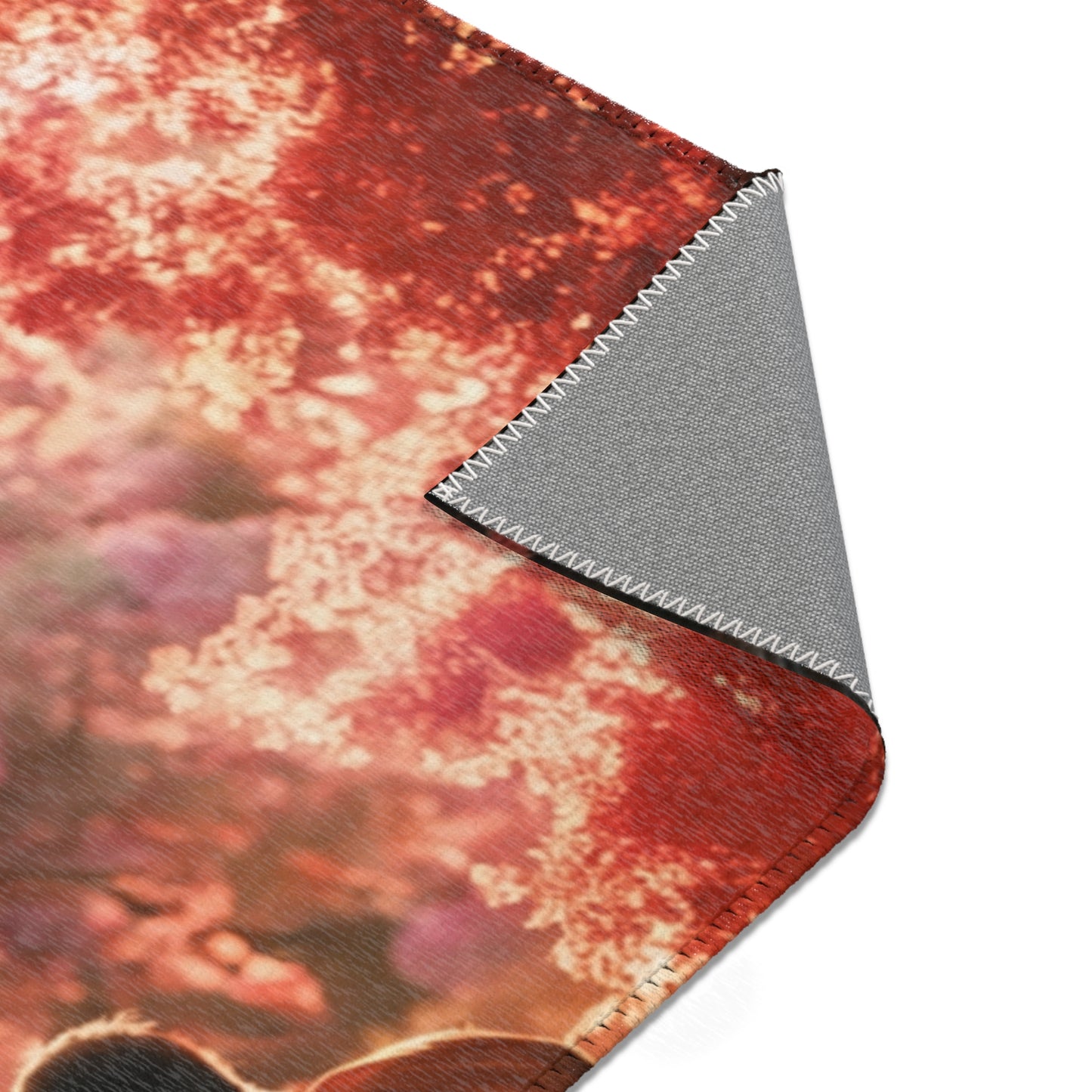 Crimson Canopy Love Rug – Sunset Embrace Under Whispering Trees