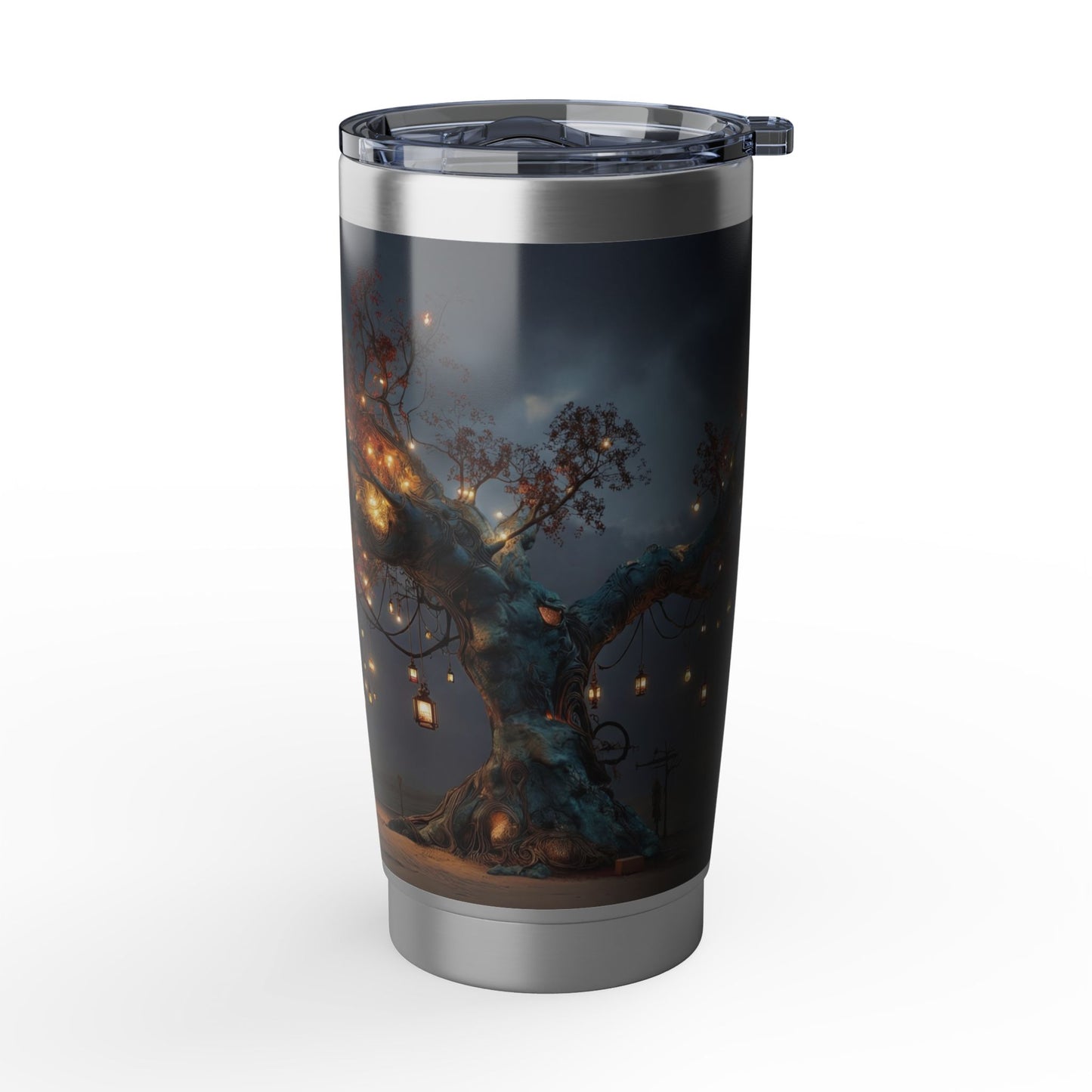 Whispering Lantern Tree Vagabond 20oz Tumbler – Desert Oasis at Dusk