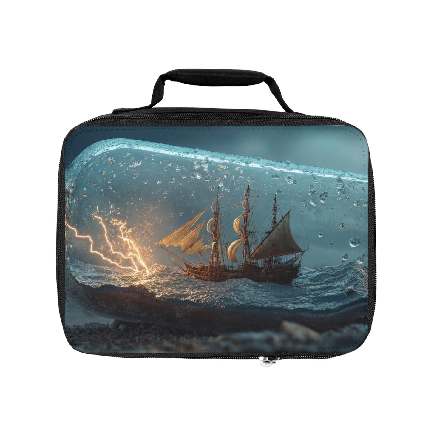 Storm-Ship in Bottle Lunch Bag – Pocket-Sized Oceanic Adventure