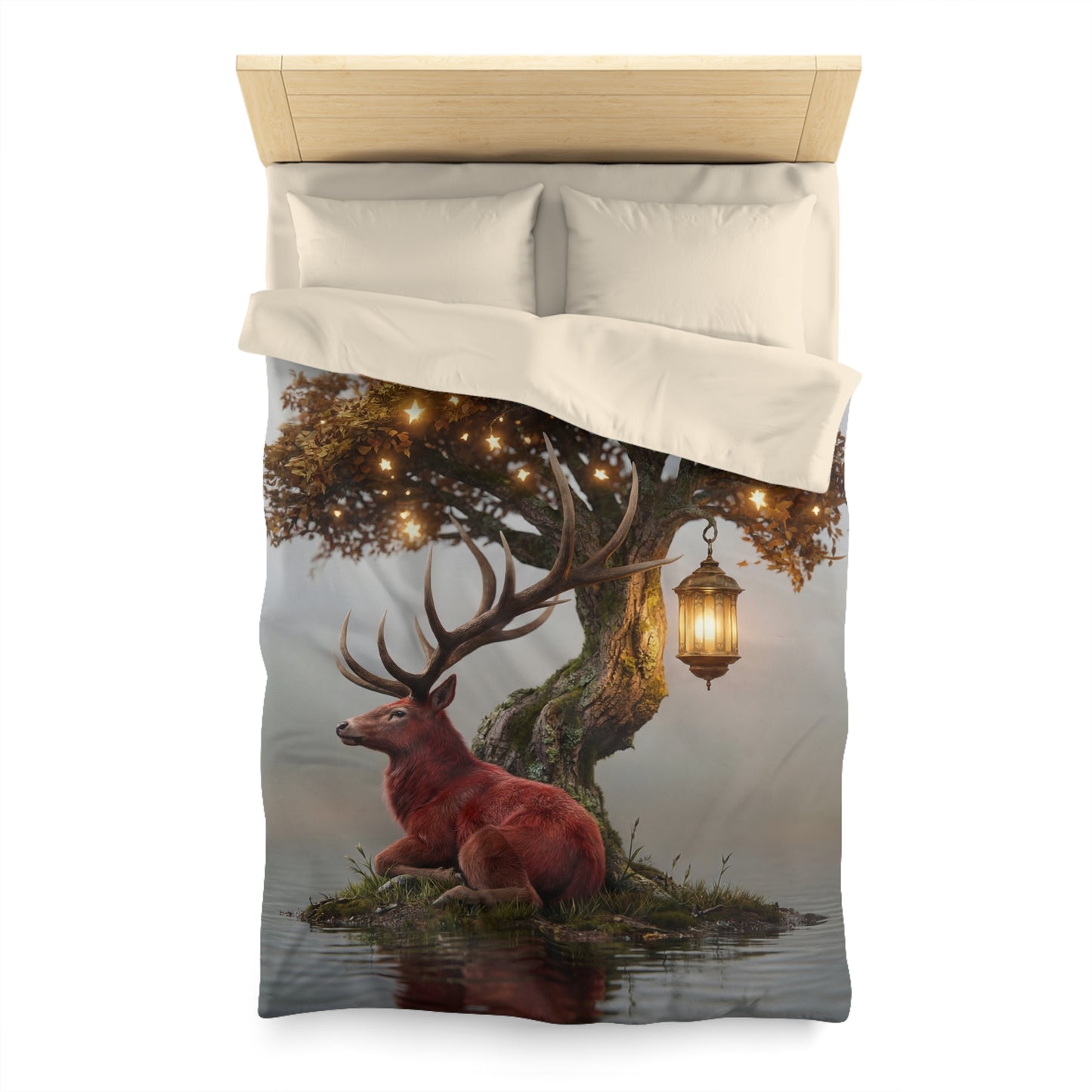 Starlit Stag Microfiber Duvet Cover – Whispers of the Twilight Wood