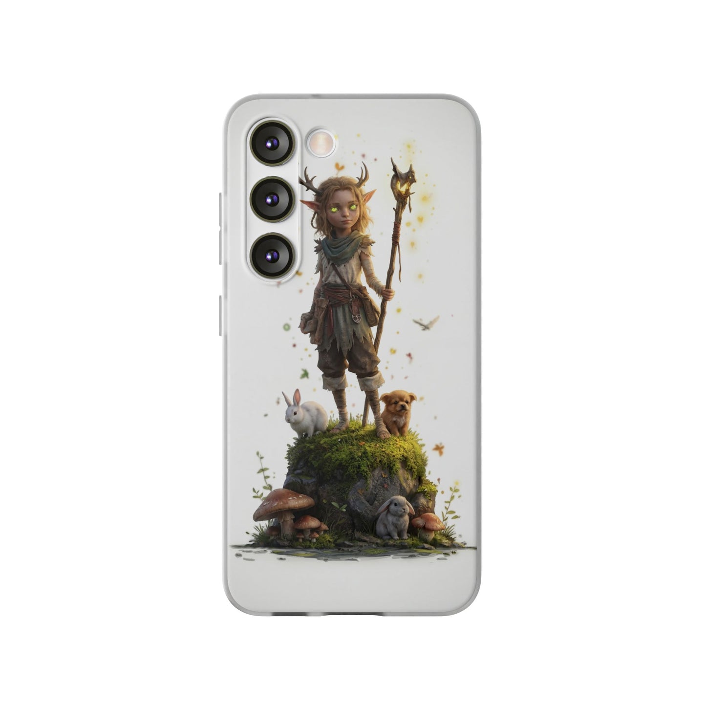 Forest Sentinel Flexi Cases – Glowing Antlered Child with Pet Companions