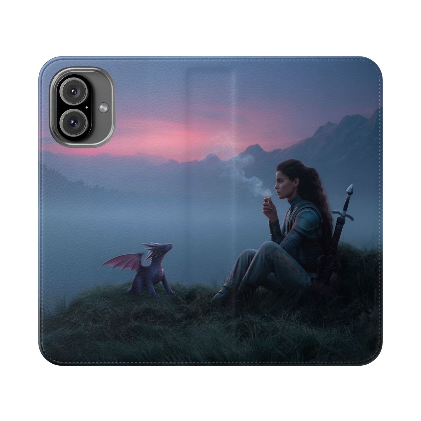 Silent Guardian Flip Cases – Misty Dawn Warrior and Dragon Companion