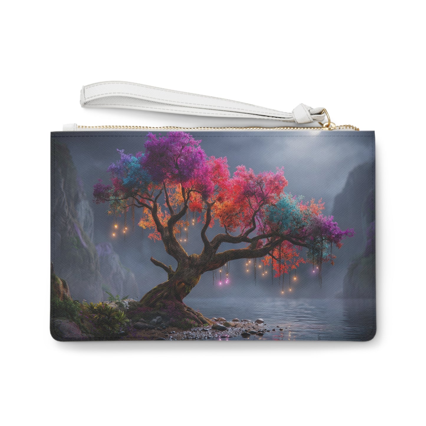 Chromatic Dream Tree Clutch Bag – Twilight Bloom Sanctuary