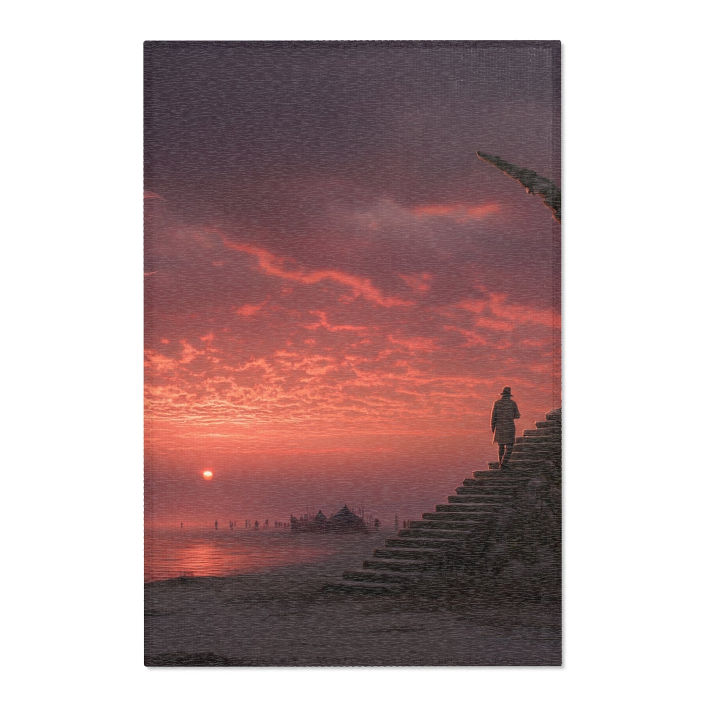 Lone Traveler Staircase Rug – Crimson Sunset Skyway