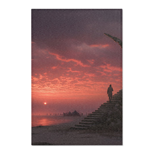 Lone Traveler Staircase Rug – Crimson Sunset Skyway
