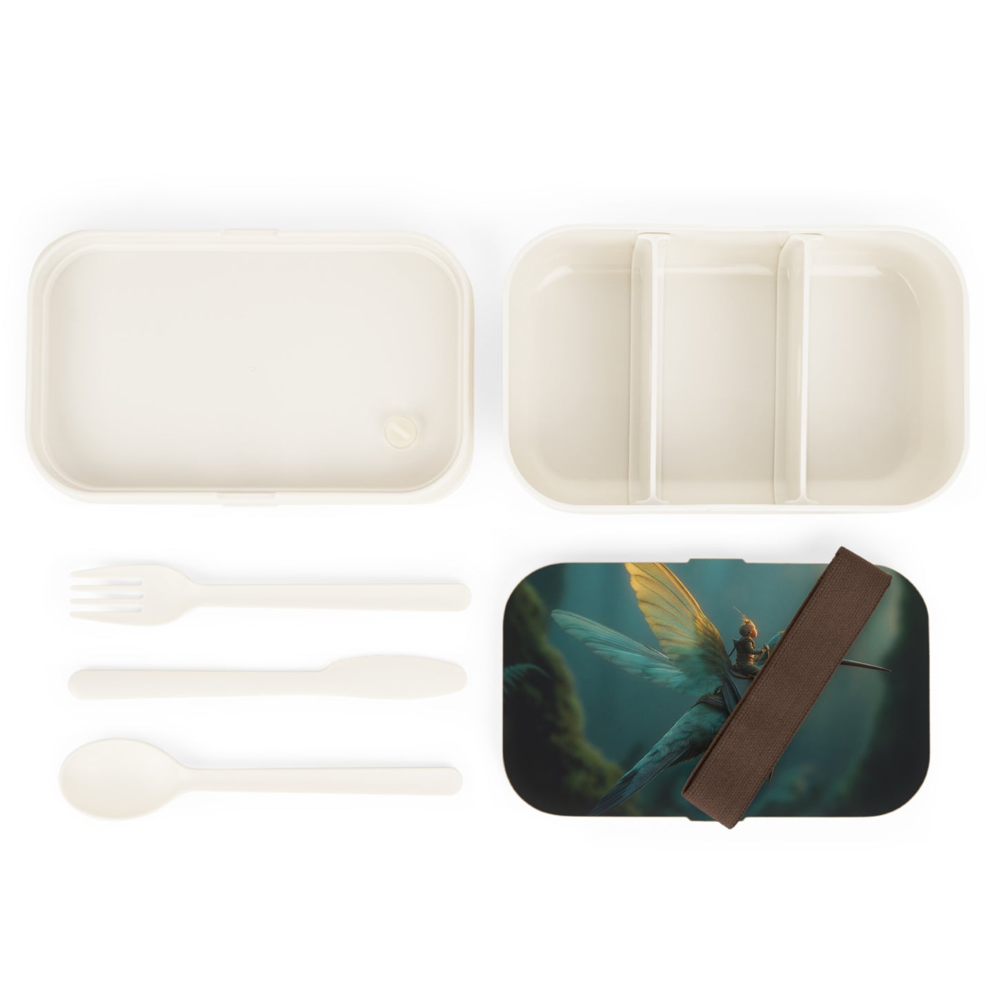 Tiny Knight on Hummingbird Bento Lunch Box – Whispers of the Emerald Canopy