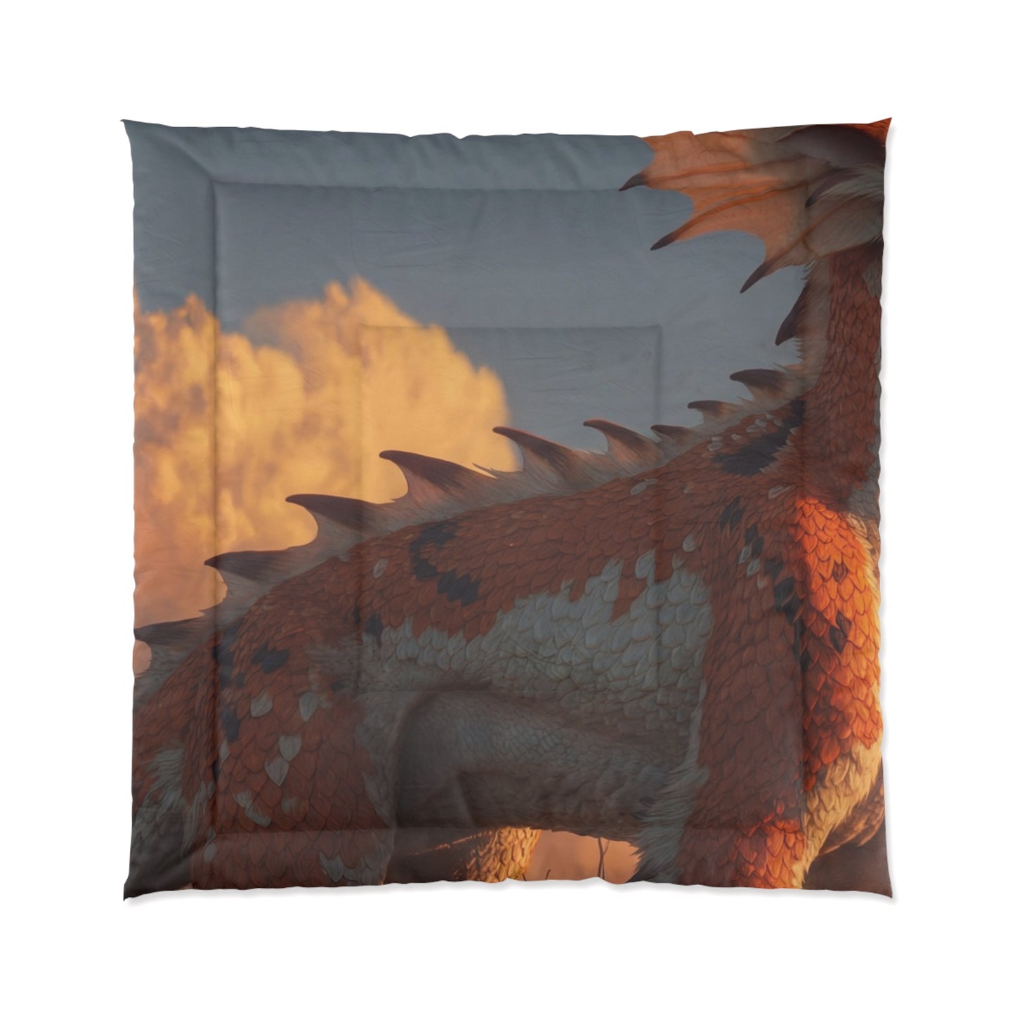 Sunset Dragon Comforter – Warm Ember Guardian Dreamscape