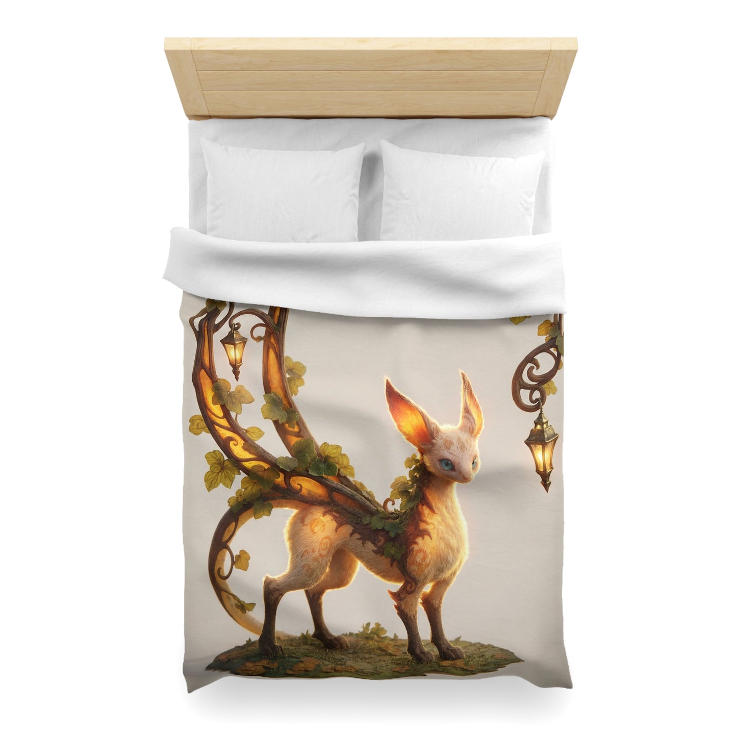 Moonlit Sentinel Microfiber Duvet Cover – Whimsical Feline Guardian Dreamscape