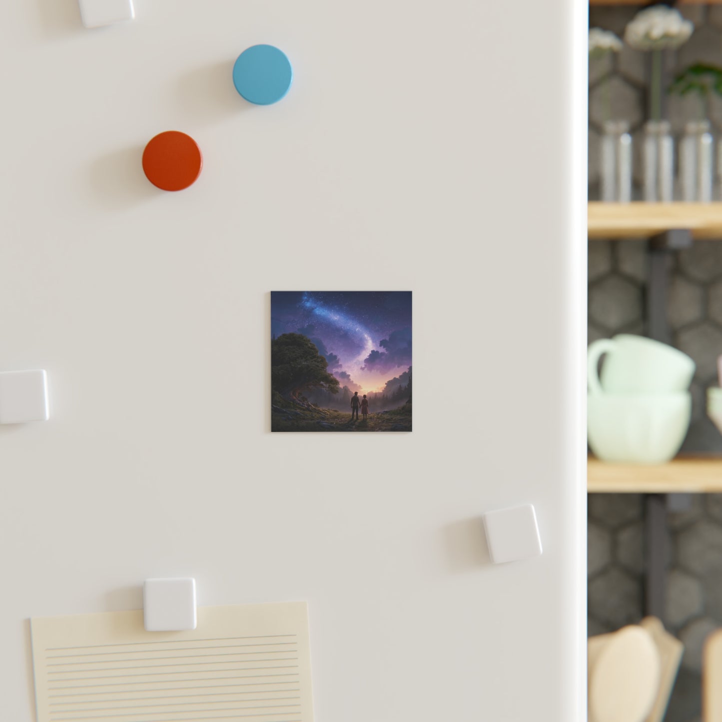 Starlit Pact Square Magnet – Twilight Under the Milky Way