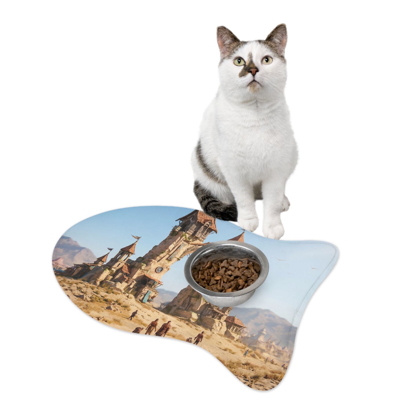 Ruined Archway Pet Feeding Mats – Desert Fortress Gateway Scene
