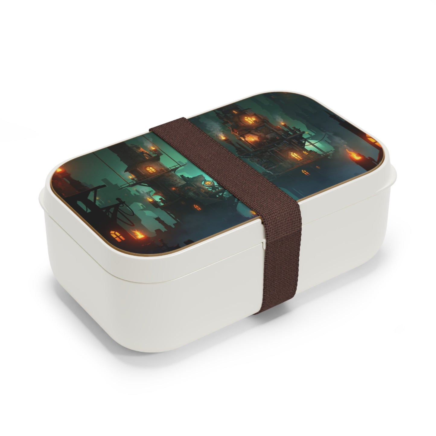 Gilded Sky City Bento Lunch Box – Floating Towers Through Misty Twilight