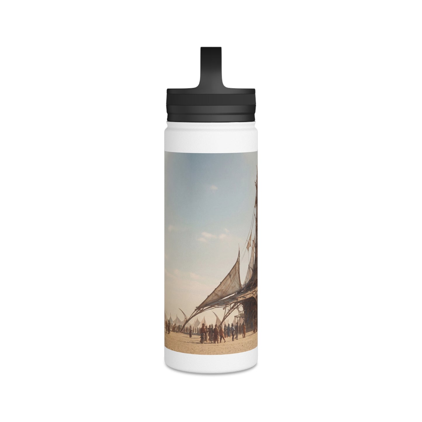 Desert Sky Temple Stainless Steel Water Bottle, Handle Lid – Golden Sails of the Dust Horizon