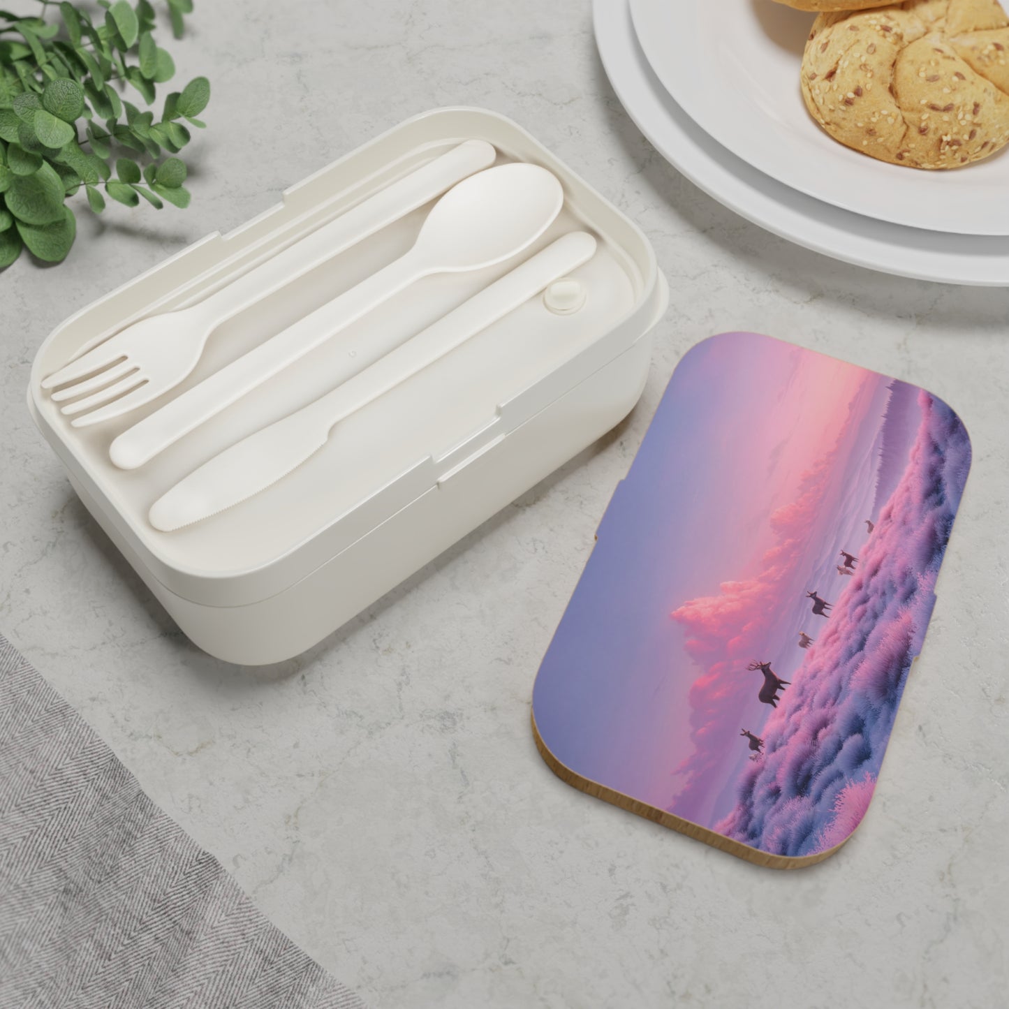 Twilight Herd Bento Lunch Box – Pink Lavender Meadow Serenity
