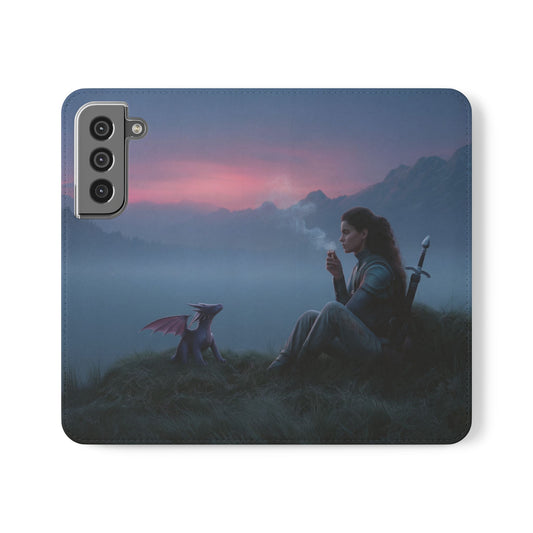 Silent Guardian Flip Cases – Misty Dawn Warrior and Dragon Companion
