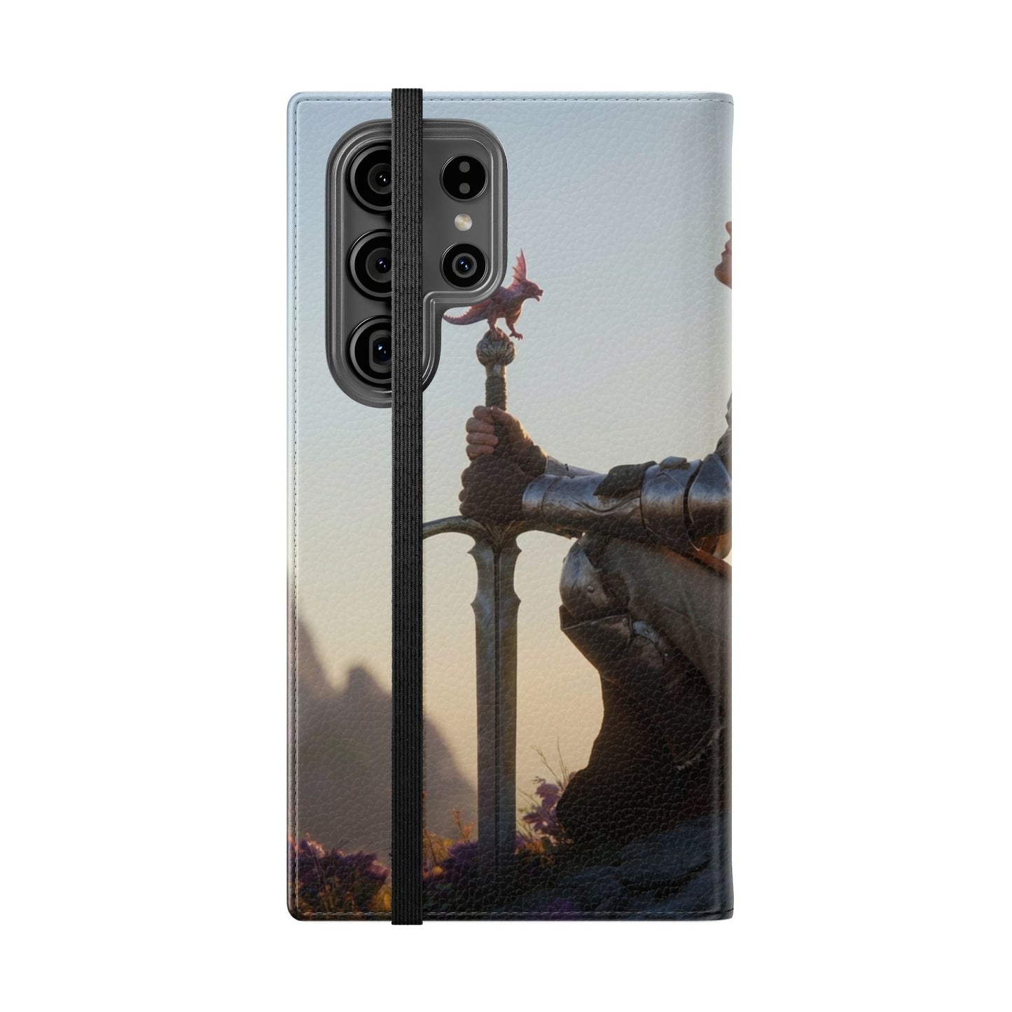 Dragon Knight Flip Cases – Sunlit Sentinel with Mini Drake and Sword