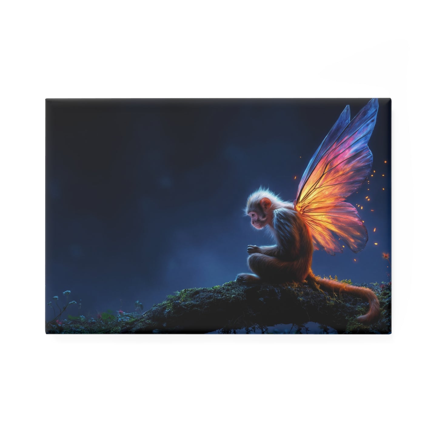 Fairy Monkey Button Magnet, Rectangle (1 & 10 pcs) – Luminescent Twilight Guardian