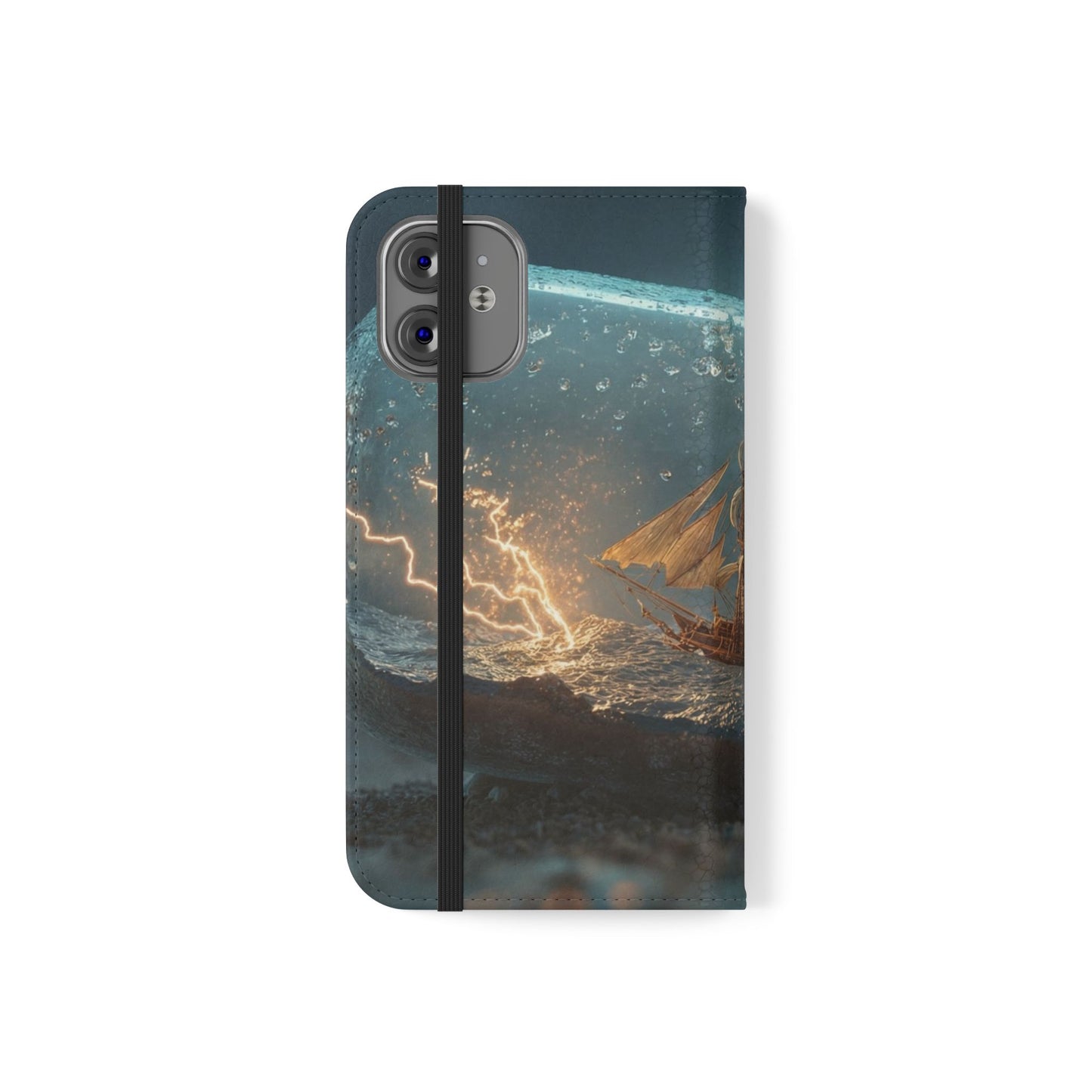 Storm-Struck Galleon Flip Cases – Lightning Inside Glass Bottle